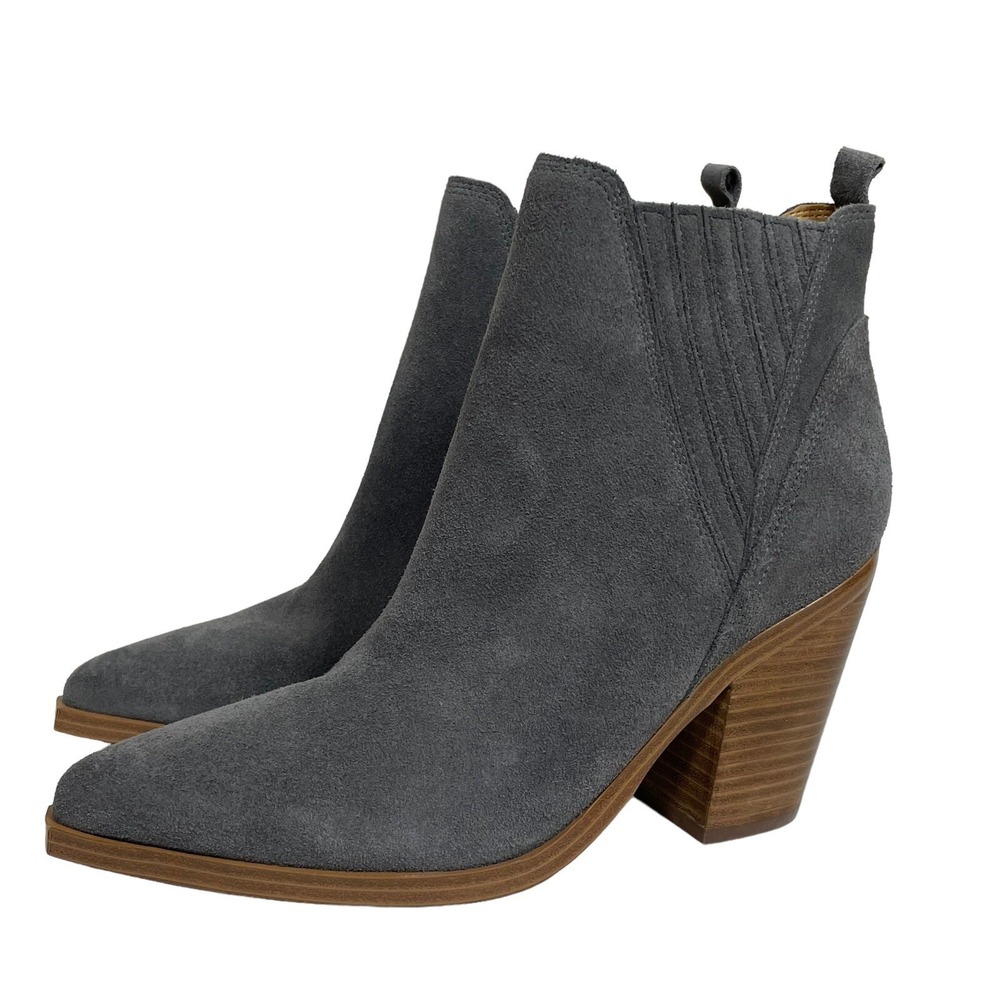 M Marc Fisher Women's Gray Suede Pointed Toe Block Heel Gadri Ankle‎ Booties 9 M